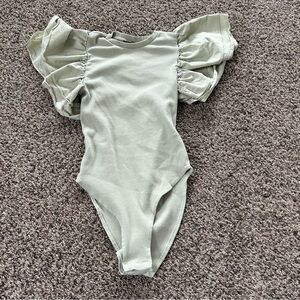 Zara Ruffled Sleeve Bodysuit - Light Green